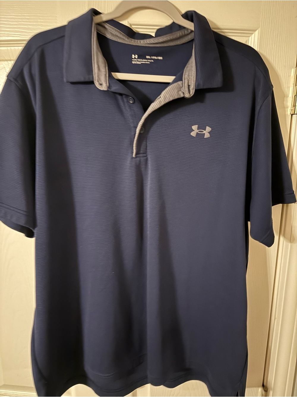 Under Armour Men's Navy Blue Polo with Gray Trim